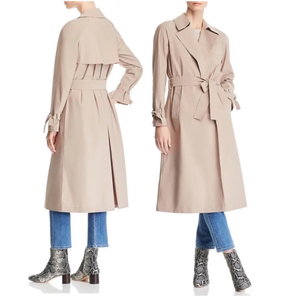 Harris Wharf London Womens Raglan Taupe Wrap Trench Coat Outerwear Size 40